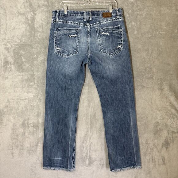 BKE Tyler Jeans Men 36L (Inseam 32) Blue Stretch Denim Buckle Thick Stitch - Picture 4 of 9